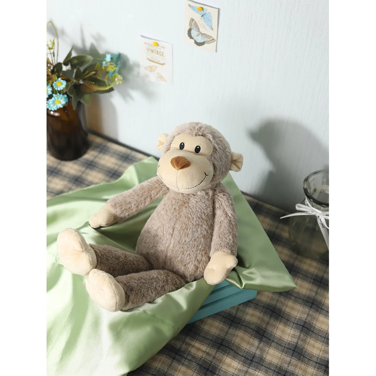 Bashful-muñeco de peluche de mono, Animal de peluche suave clásico, muñeca cómoda para bebé, bonito mono marrón, regalo para niños recién nacidos
