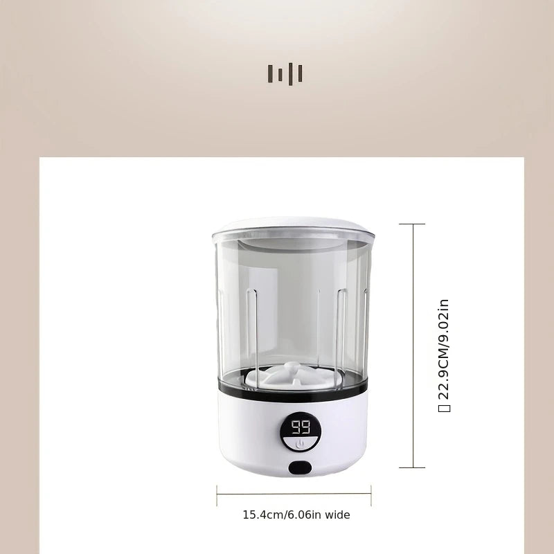 Mini Lavadora Blanca de 2L, 2000 mAh, Totalmente Automática, Portátil, con Turbina LED, Compacta para Ropa de Niños, Ropa Interior, Bragas y Calcetines