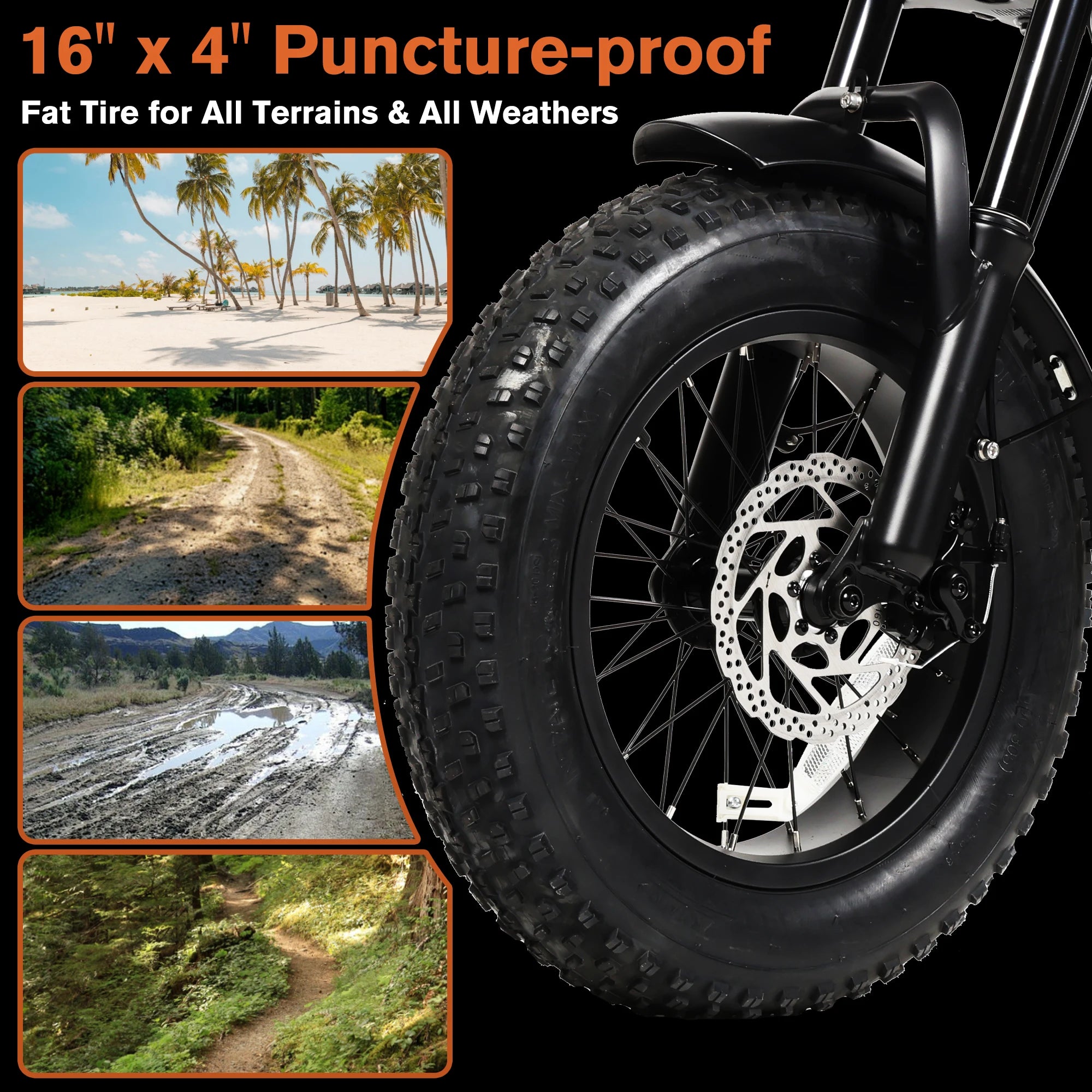 Bicicleta Eléctrica Todoterreno Bodywel M16 para Adultos, 1500w 48V 15.6ah, Bicicleta Eléctrica de Montaña con Neumáticos Gruesos de 16 Pulgadas para Entretenimiento al Aire Libre