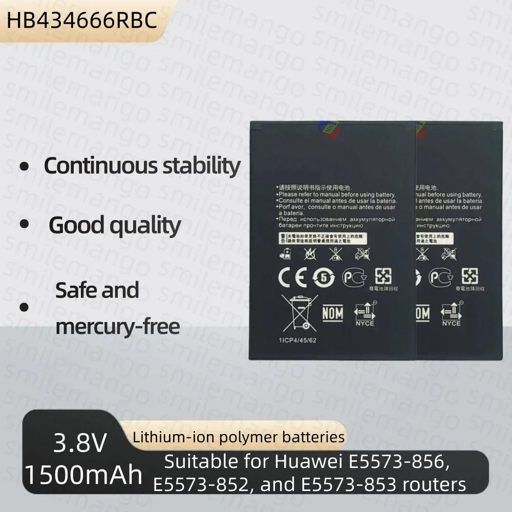 Batería HB434666RBC de alta capacidad de 1500mAh para enrutador Huawei E5573 E5573S E5573s-32 E5573S-320 E5573s-606 -806