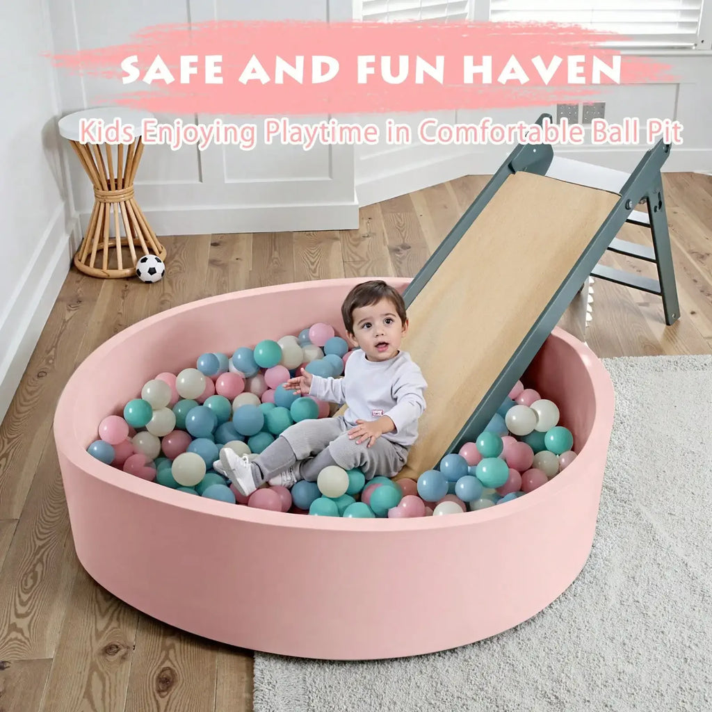Piscina de Pelotas para Bebés, Piscina Redonda de Pelotas de Espuma Suave para Niños Pequeños, Piscina de Pelotas Pequeña para Interiores y Exteriores, Pelotas No Incluidas