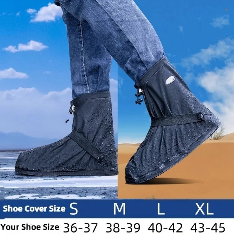 S-XXL reutilizable impermeable zapatos cubierta bota de agua ciclismo senderismo antideslizante PU cuero chanclos lluvia nieve arena zapatos protectores