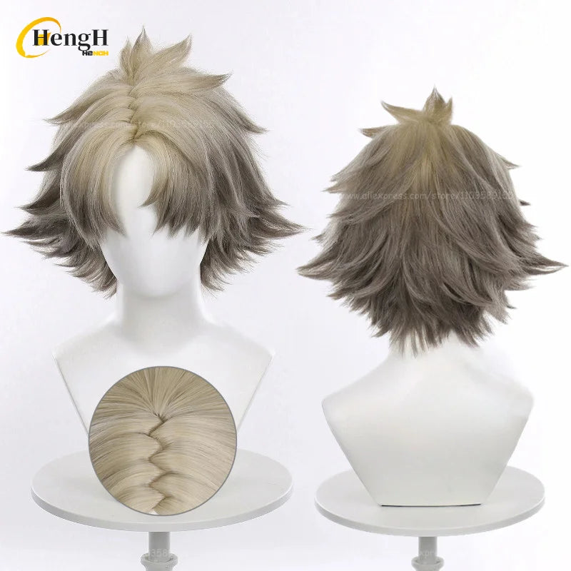 En stock Anime Zanka Guita Enji ‌   Pelucas de Cosplay Rudo Amo Li Glaze, pelo sintético resistente al calor, pelucas para fiesta de Halloween + gorro de peluca