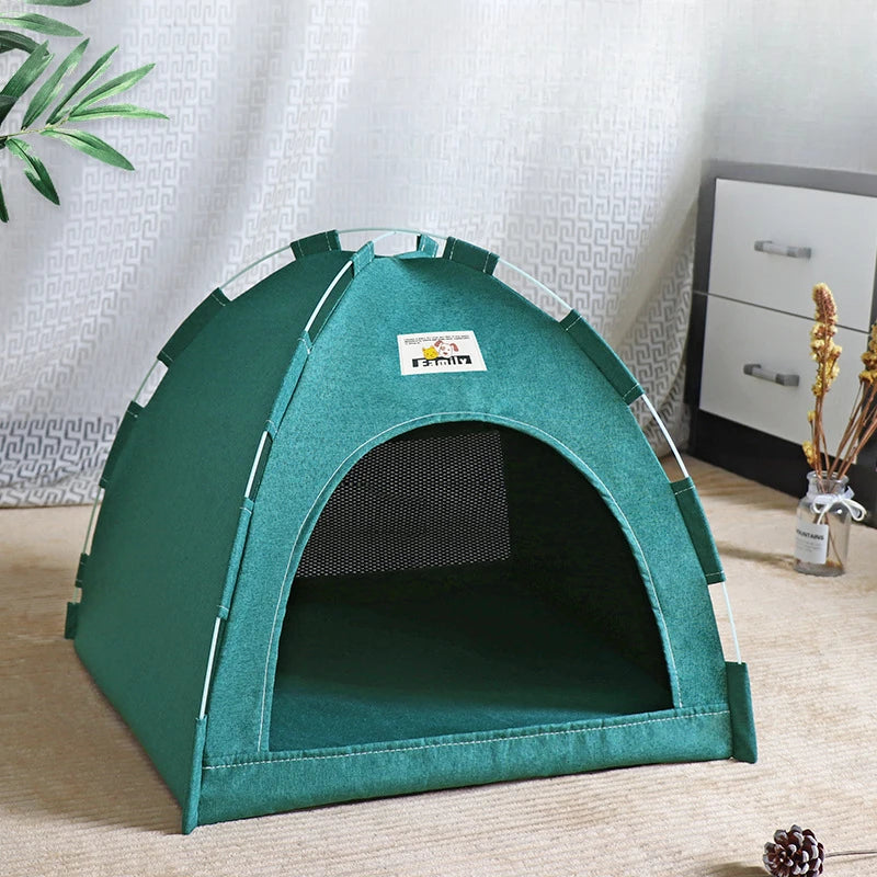 Casa Plegable para Gatos, Tienda de Campaña para Mascotas, Universal para las Cuatro Estaciones, Nido para Perros y Gatos, Colchoneta Refrescante de Verano, Portátil, Plegable y Transpirable para Exteriores