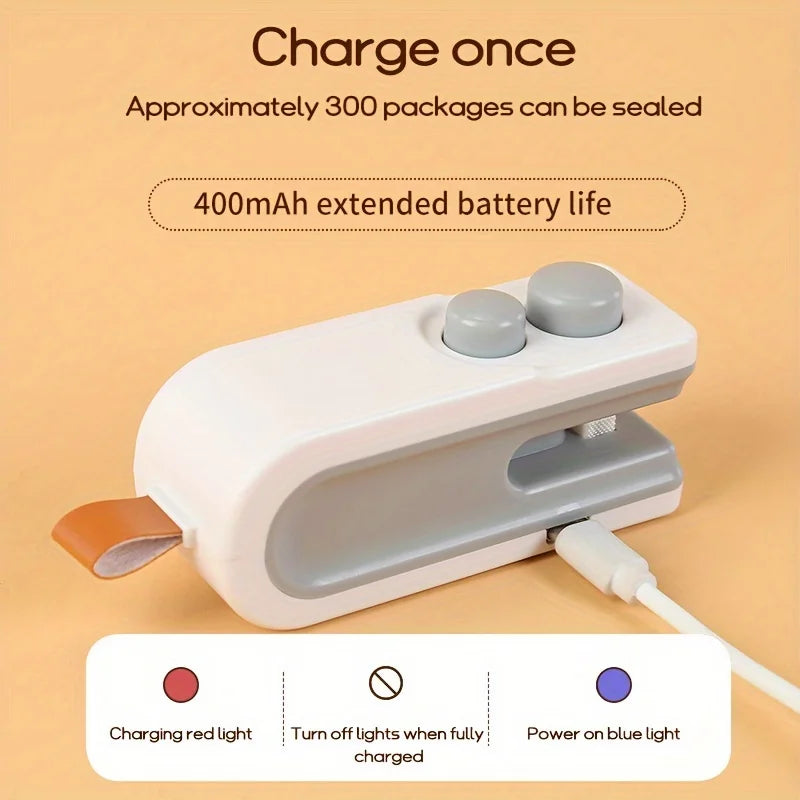 Selladora de Bolsas Eléctrica con Calor, Carga USB, Atracción Magnética, 2 en 1, Sellado y Corte, Selladora de Bolsas de Plástico Portátil 2026