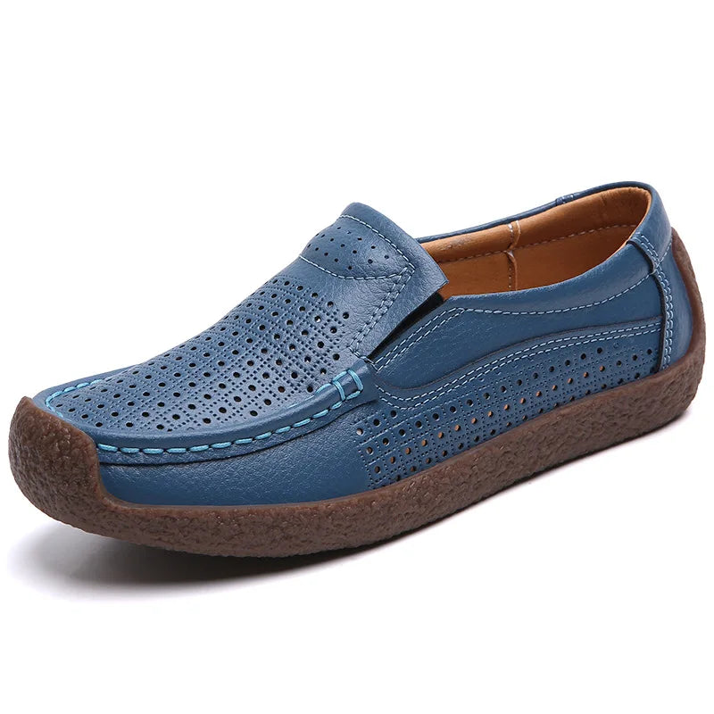 Zapatos informales De cuero genuino para Mujer, zapatillas De ocio, mocasines sin cordones De marca De lujo para Mujer, mocasines suaves para Mujer, Zapatos De Mujer