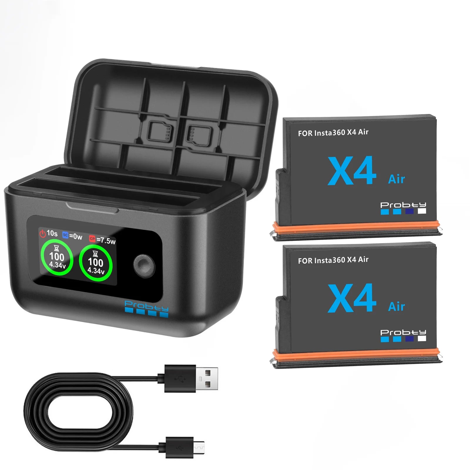 Batería de repuesto de 2100mAh para Insta360 X4 Air / Caja de carga rápida para accesorios de cámara de acción Insta 360 X4 Air