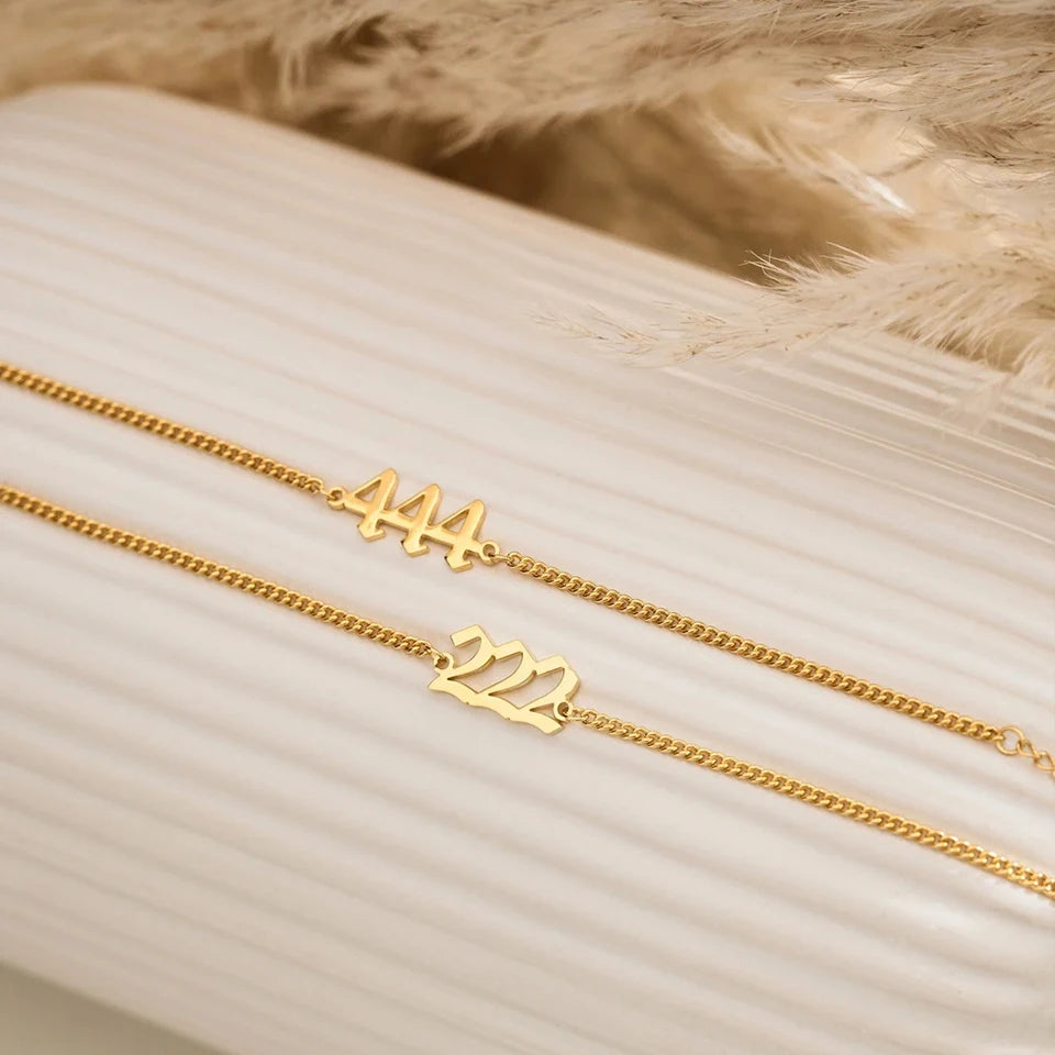 EManco-pulsera personalizada con número de Ángel 333 222 para mujer, pulseras de diablo de acero inoxidable, brazalete, joyería estética, pareja y amiga