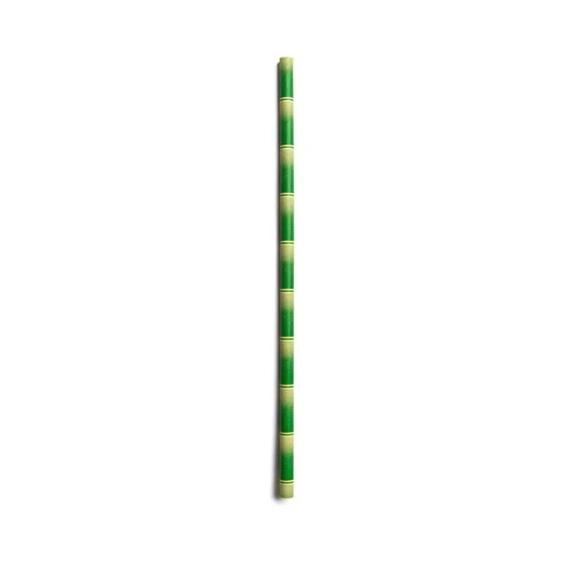 25 unids/lote pajitas de papel de bambú verde Feliz cumpleaños boda evento decorativo suministros para fiestas tropicales pajita para beber