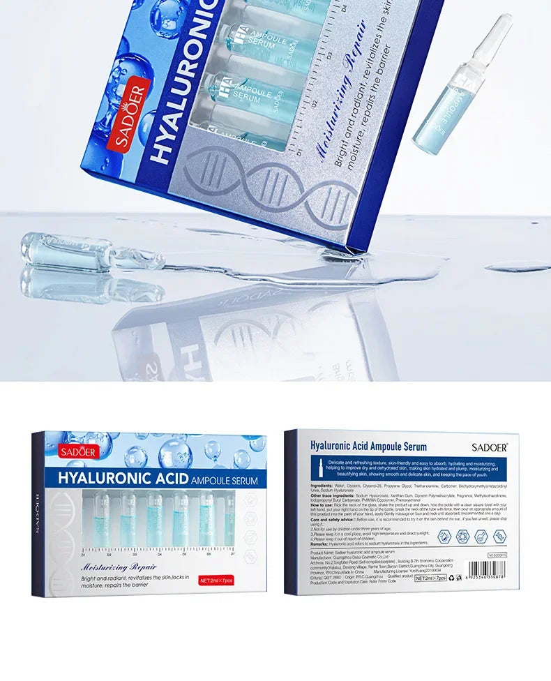 Sadoer cuidado de la piel suero líquido de ácido hialurónico hidratante Facial Lifting Glow Up нити дляislavтяжки лица Dermapen Serum 2ml * 7Pcs