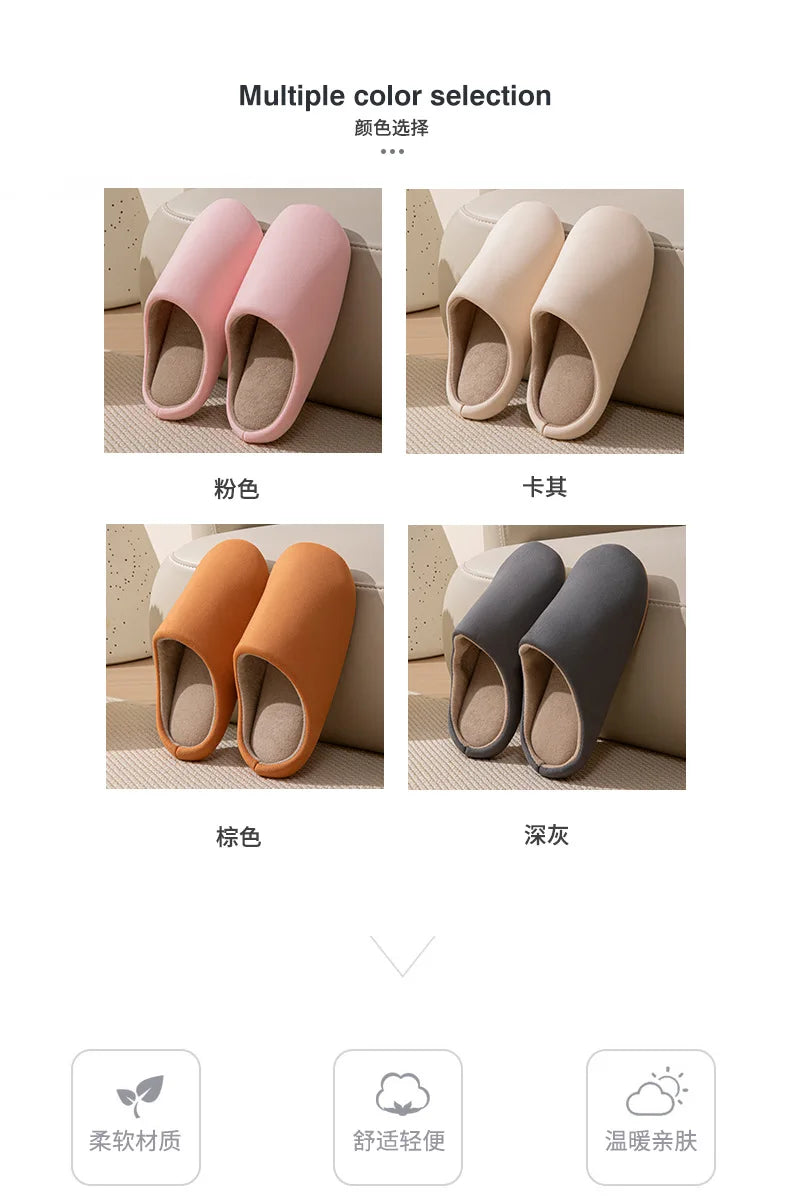Zapatillas de algodón insonorizadas neutrales, suelas blandas de estilo japonés, zapatillas de invierno antideslizantes para parejas, zapatos para el hogar para suelo interior