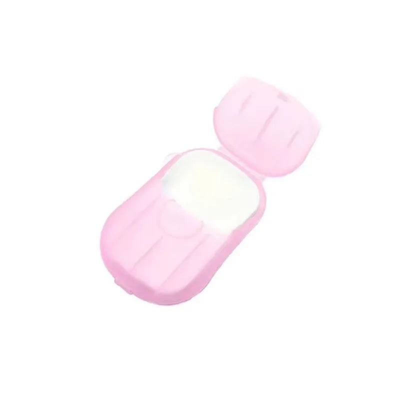 1/4 Caja de Hojas de Jabón Desechables para Viaje, Hojas de Jabón de Papel Mini Amigables con la Piel, Jabón Portátil en Rodajas con Caja para Lavado de Manos