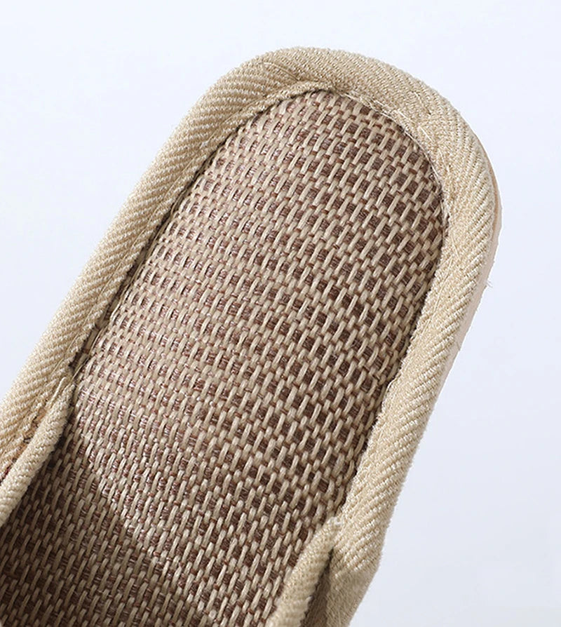 Otoño Invierno zapatillas de suelo para mujer Retro de lino con punta abierta EVA sandalias casuales de fondo grueso zapatillas de interior para parejas zapatos