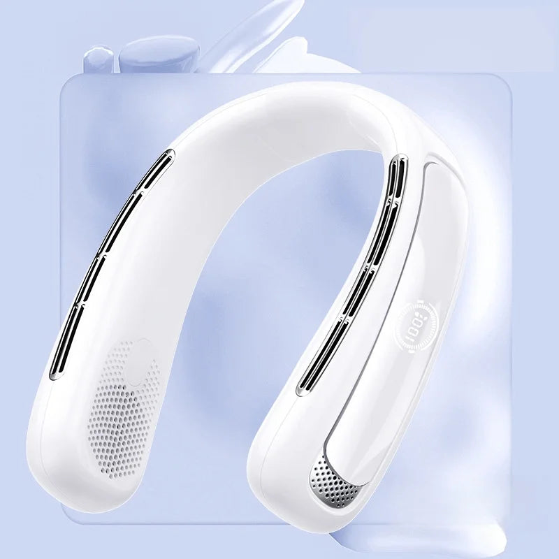 Nuevo ventilador de cuello portátil de 15000mAh pantalla Digital inteligente USB recargable al aire libre ventilador de cuello de enfriamiento silencioso sin aspas para verano