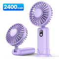 Mini ventilador portátil TOPK, ventilador de cuello de mano recargable por USB de 2400mAh, ventilador eléctrico Personal 3 en 1, ventiladores de pie para habitación, Camping, plegable