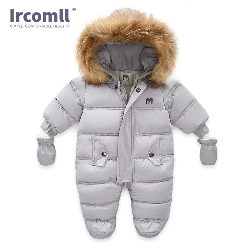 Ircomll, ropa de bebé de alta calidad, monos para niños, invierno con capucha y piel, pelele cálido para niños, mono, ropa para niños pequeños