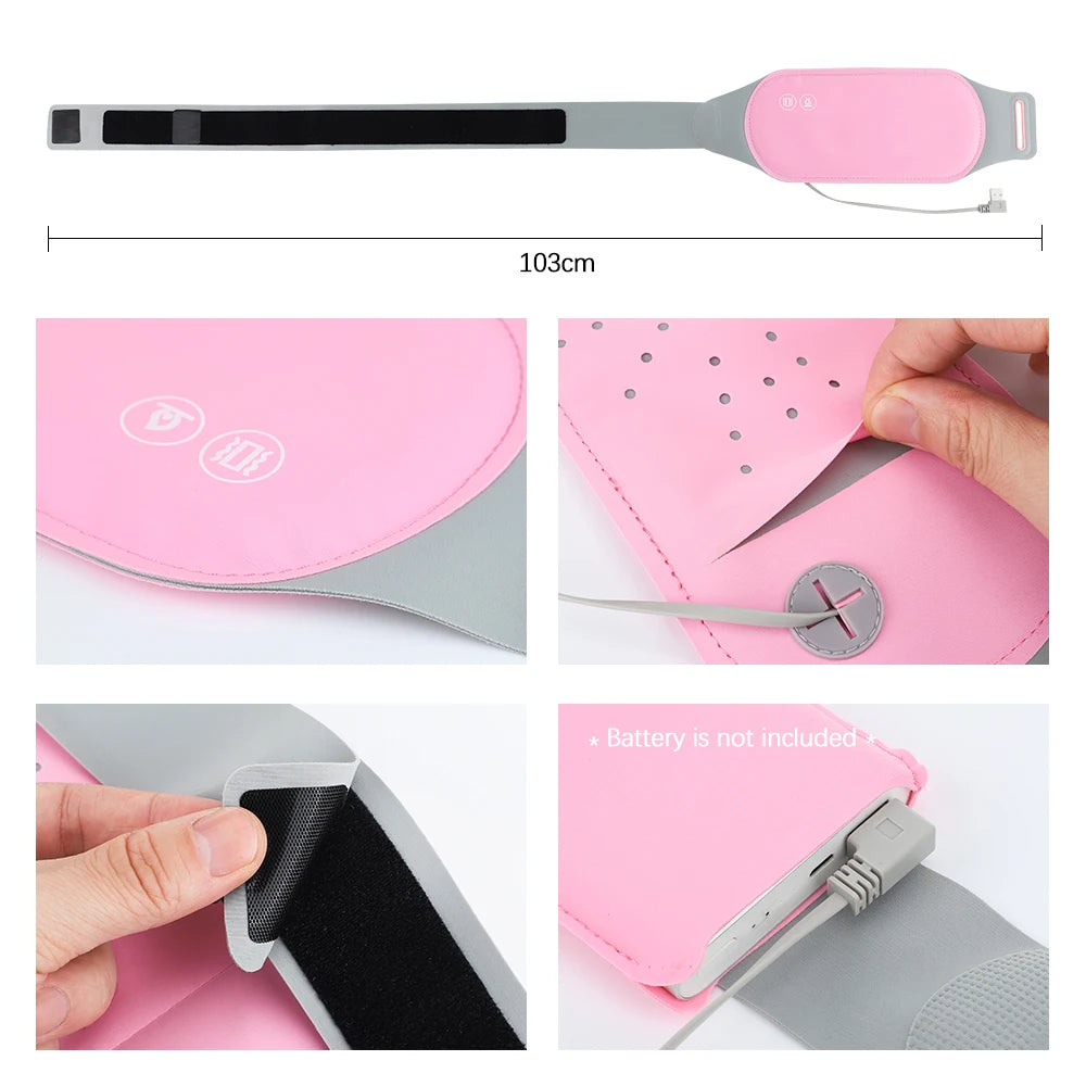 Almohadilla calefactora Menstrual, masajeador Abdominal eléctrico, cinturón de cintura calentado por vibración, cinturón calentador de útero USB para mujeres, cuidado de los períodos