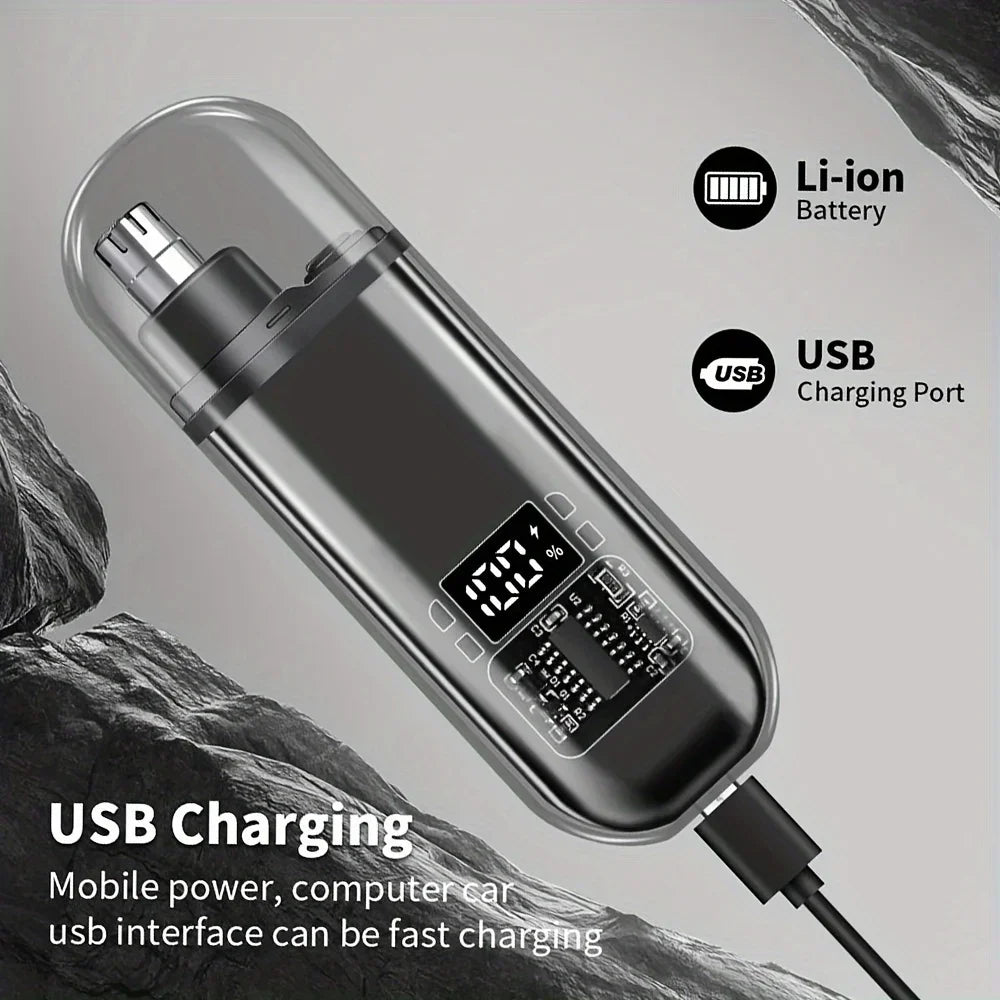 Recortador de Vello Nasal y de Orejas para Hombre - Recargable por USB C, Carga Rápida, Kit de Aseo Compacto