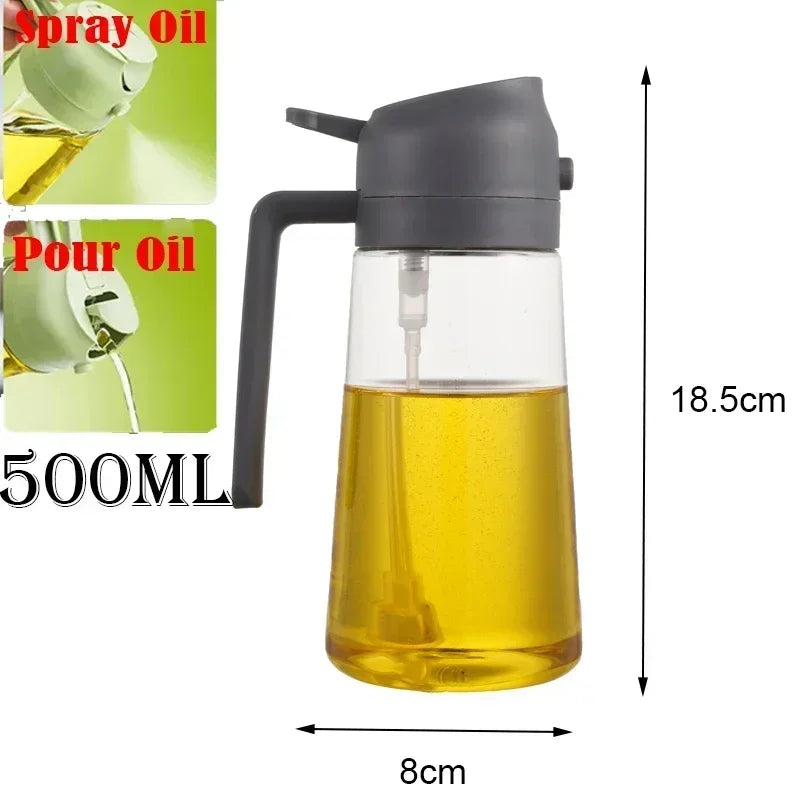 Botella pulverizadora de aceite en aerosol de plástico 2 en 1, 500ml, dispensador de aceite en aerosol, tarro de aceite, vinagrera, barbacoa, cocina, hornear, asar, Picnic, herramienta de cocina