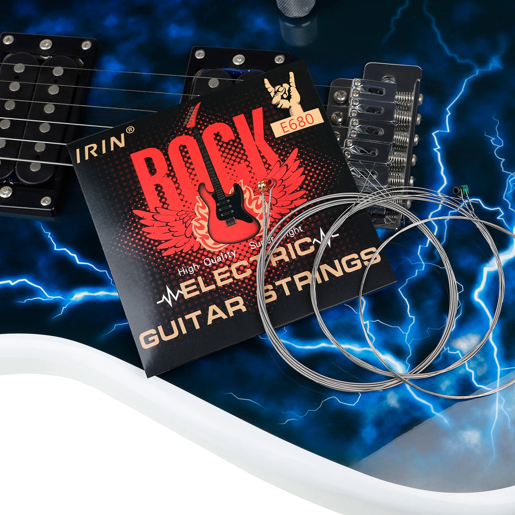 Cuerdas de guitarra eléctrica IRIN E680, 1-6 cuerdas de alambre de acero inoxidable, accesorios para instrumentos musicales de guitarra eléctrica plateada