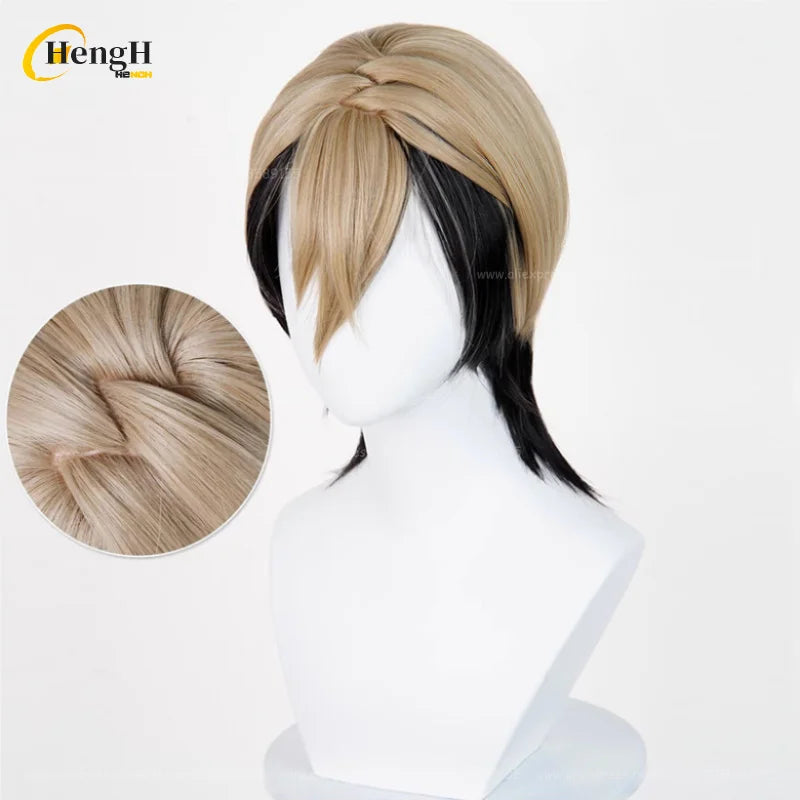 En stock Anime Zanka Guita Enji ‌   Pelucas de Cosplay Rudo Amo Li Glaze, pelo sintético resistente al calor, pelucas para fiesta de Halloween + gorro de peluca