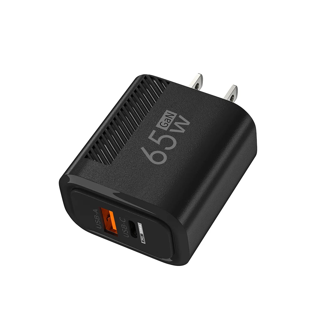 Cargador de USB-C de 65W GaN, Cable PD tipo C de carga rápida, adaptador de teléfono móvil para iPhone 16, Xiaomi, Samsung, Xiaomi, QC 3,0, cargador de pared