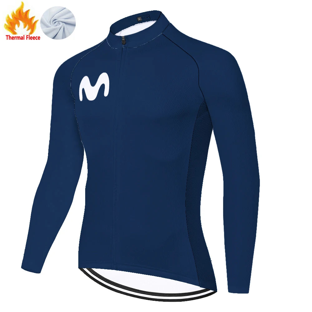 Nuevo invierno Movistar ciclismo jersey 2026 protear hombres manga larga bicicleta invierno maillot cyclisme homme