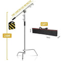 Kit de soporte C de acero inoxidable, soporte de luz con bolsa de peso, accesorios de estudio fotográfico, varilla de extensión, brazo cruzado de 2,49 M de longitud