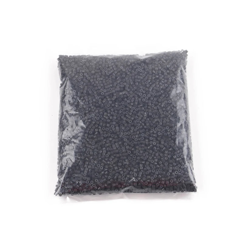 10.000 unids/bolsa extensiones de cabello Micro anillos cuentas enlaces 4,0*2,0*3,0mm cuentas forradas de silicona para herramientas de extensiones de cabello humano