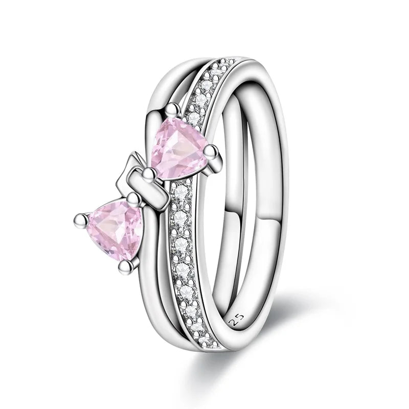 2024 nuevo anillo de plata 925 anillo de lazo brillante de circón anillo de boda de dedo Original S925 DIY regalo de joyería fina para mujer