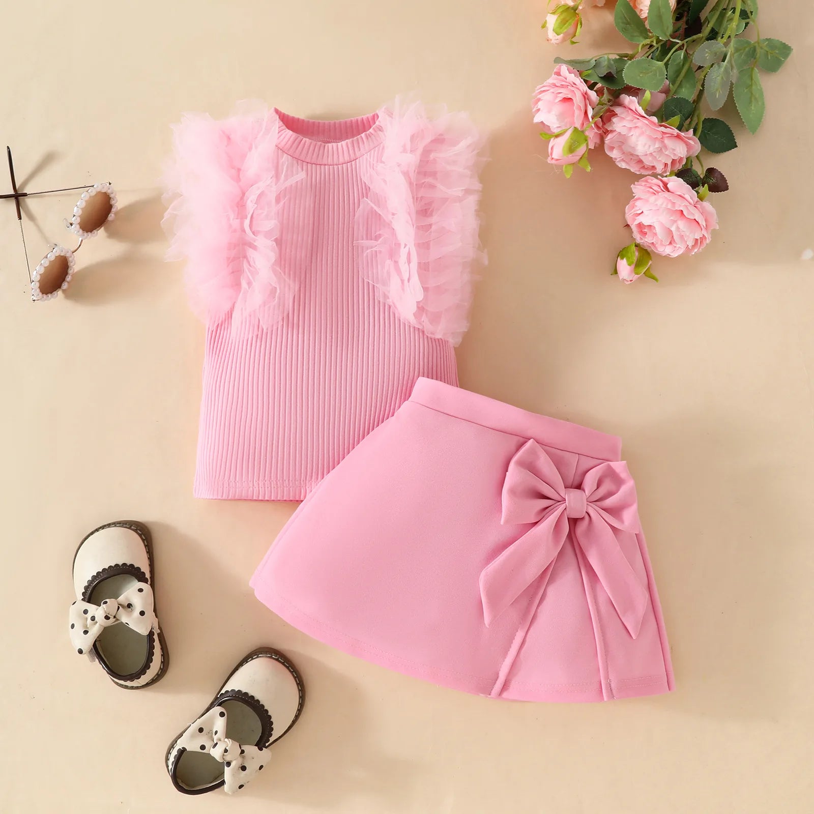 Conjunto de ropa de Año Nuevo para niñas de 0 a 3 años, Top de manga larga con lazo grande, falda Irregular y boina, ropa de Navidad para niños pequeños de 3 uds.