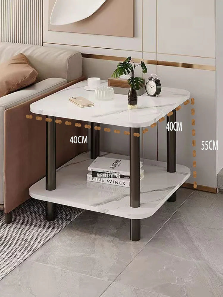 Mesa De Centro Minimalista Madera 2 Niveles Lateral Auxiliar