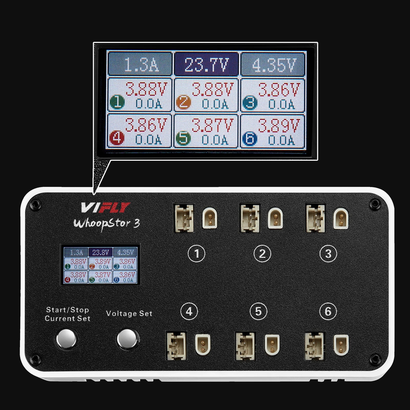 VIFLY-cargador de batería WhoopStor 3 V3, 6 puertos, 1S, LIPO, LiHV, descargador de almacenamiento, TYPE-C LCD, TX60 DC, para RC FPV, BT2.0, PH2.0, nuevo