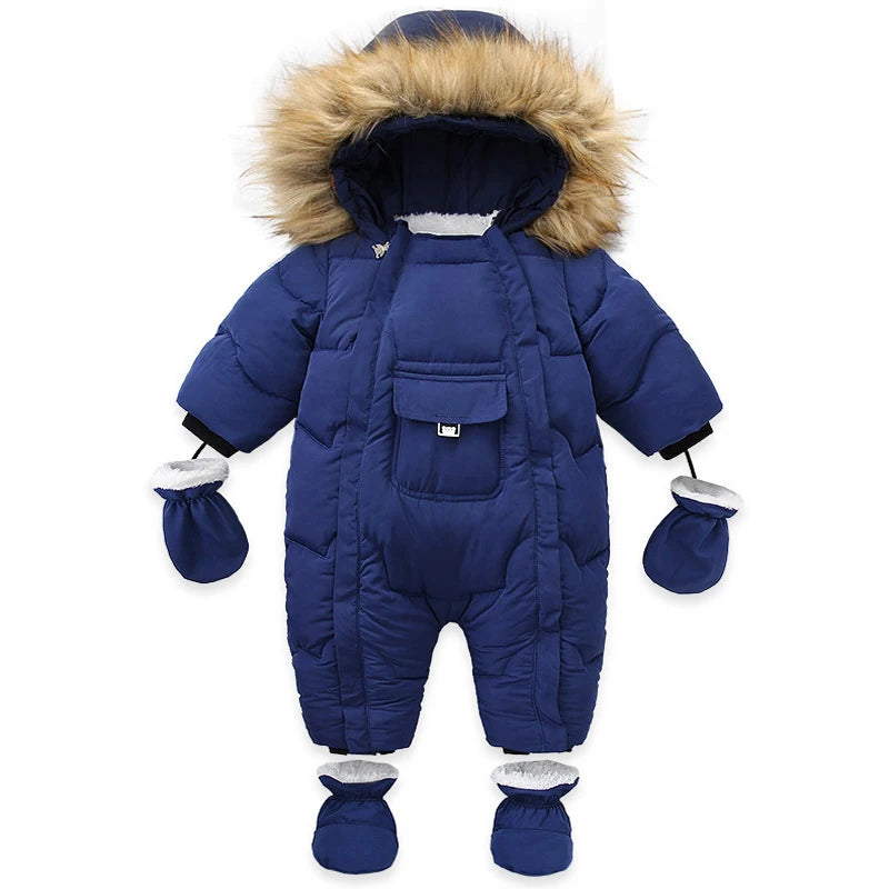Ircomll, ropa de bebé de alta calidad, monos para niños, invierno con capucha y piel, pelele cálido para niños, mono, ropa para niños pequeños