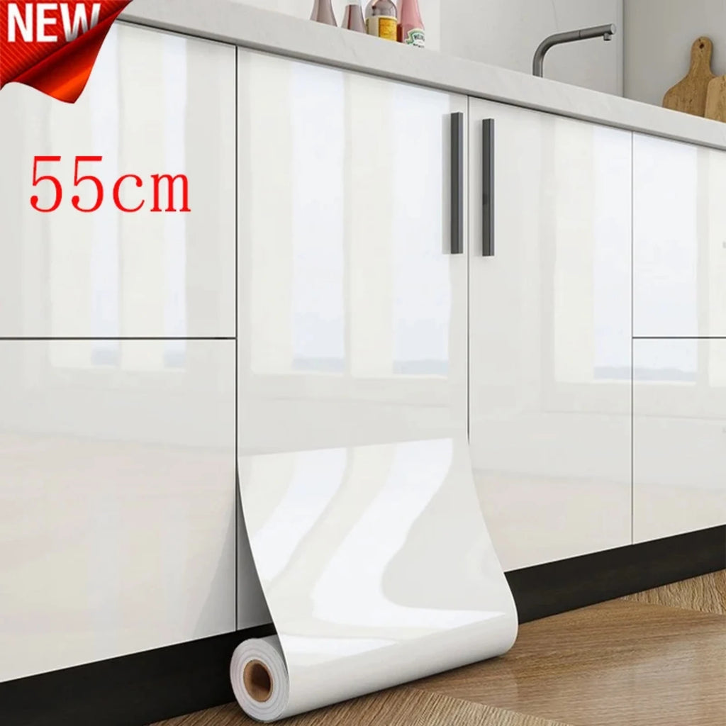 Pegatinas de Pared Lisas de Alto Brillo para Muebles, Película de PVC Perlada, Papel Tapiz Impermeable, Decoración DIY para Habitaciones, Armarios y Cocinas