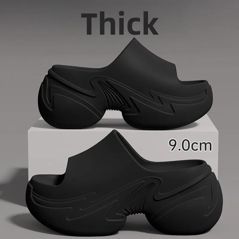Pantuflas de caña alta estilo verano 2026, sandalias antideslizantes de EVA para uso doméstico y exterior