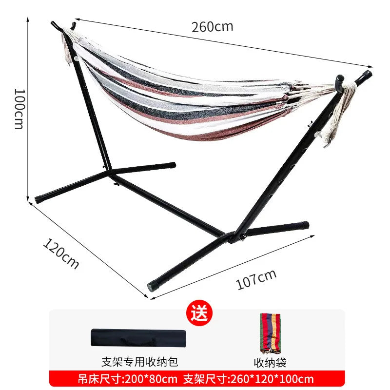 Hamaca de jardín con soporte para 2 personas, resistente, 204 kg, portátil, estilo bohemio, con marco de metal para patio, balcón o exteriores.