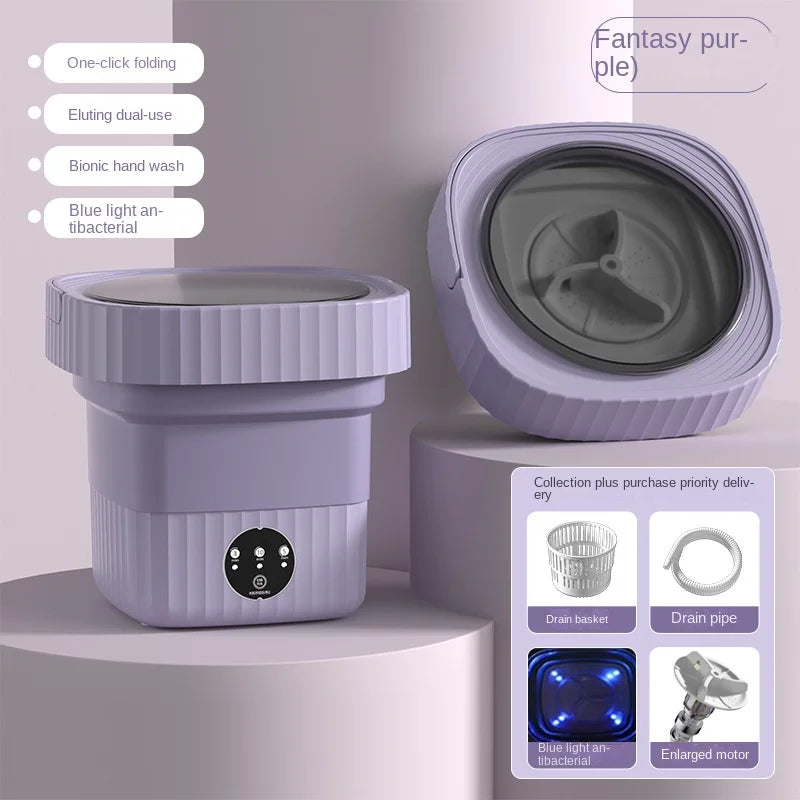 Lavadora plegable portátil de gran capacidad, cubo secador giratorio para ropa, ropa interior de viaje, calcetines, Mini lavadora, 6L/11L