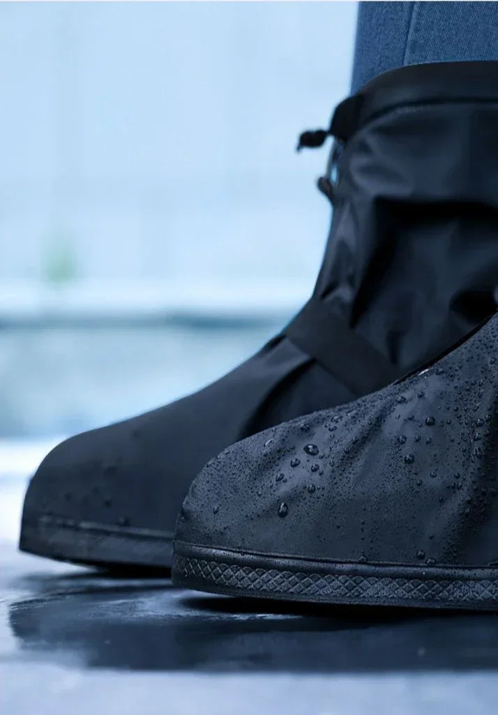 Cubrezapatos Impermeables para Lluvia, Ciclismo, Senderismo, Antideslizantes, de Cuero PU, Reutilizables, para Lluvia, Nieve, Arena Mojada