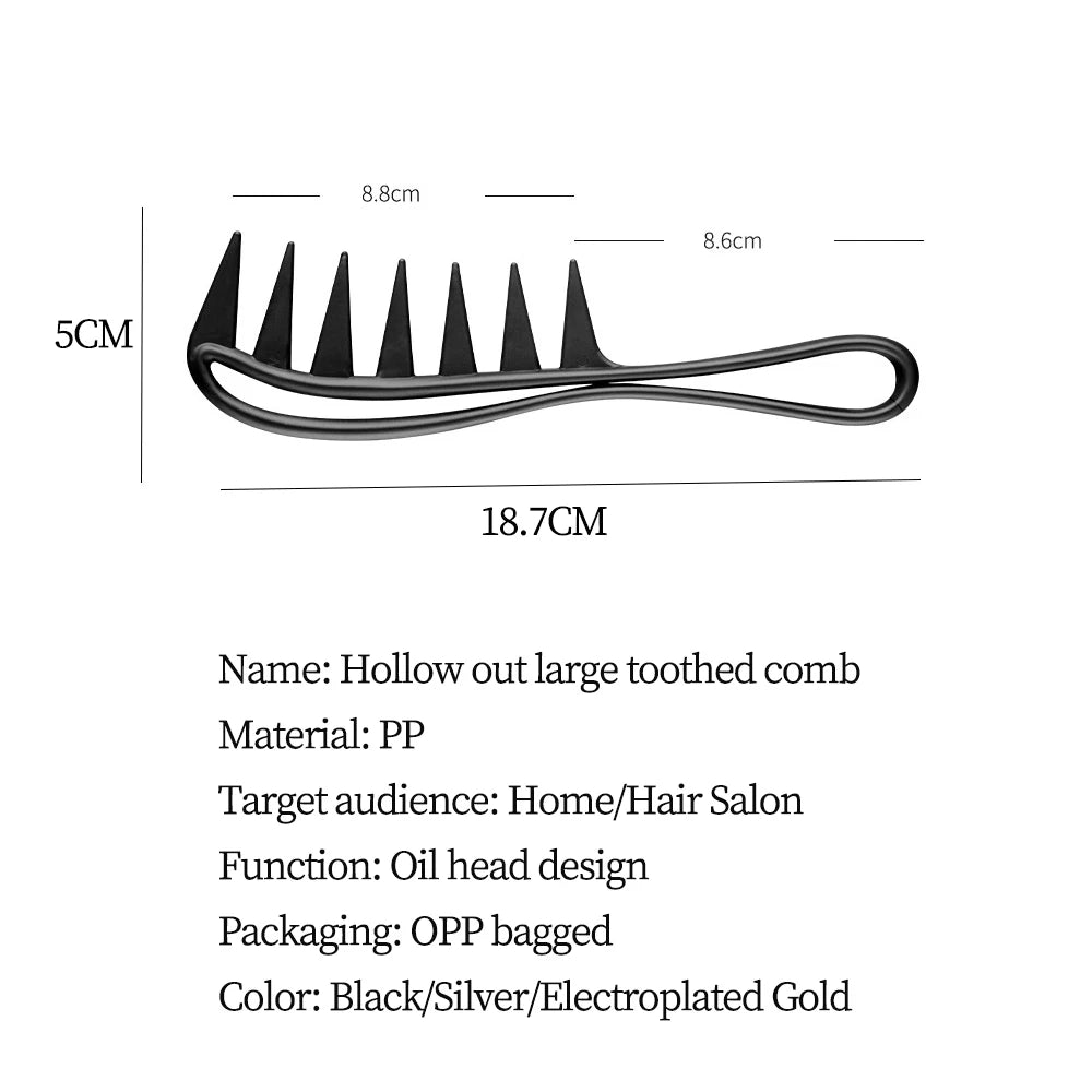 Peine con cabeza de aceite Retro de dientes anchos antiestáticos, peine con zona para estilizar el cabello, peine para desenredar el cabello rizado, herramienta de peluquería para hombres y mujeres
