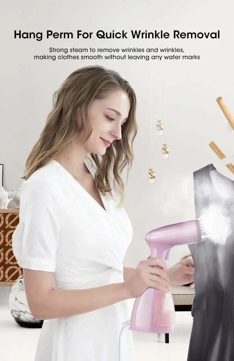 Vaporizador de ropa portátil de 1500W para ropa, máquina de plancha de vapor eléctrica pequeña portátil de tela para el hogar, 330ml, para uso doméstico y de viaje