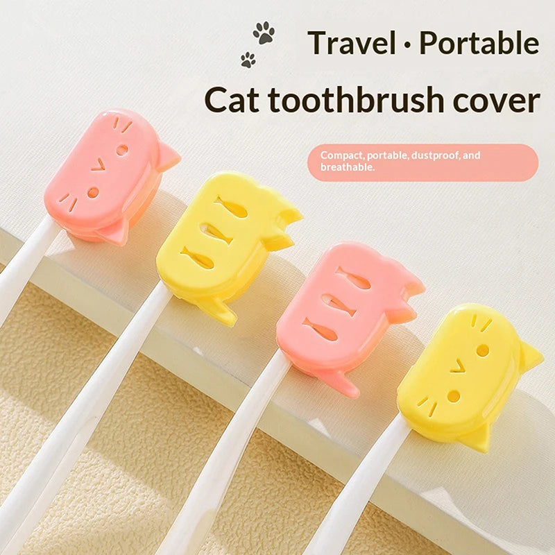 ❀ ❀ Funda Protectora para Cepillo de Dientes con Diseño de Gato de Dibujos Animados - Estuche de Viaje Transpirable y a Prueba de Polvo para Protección del Cepillo de Dientes
