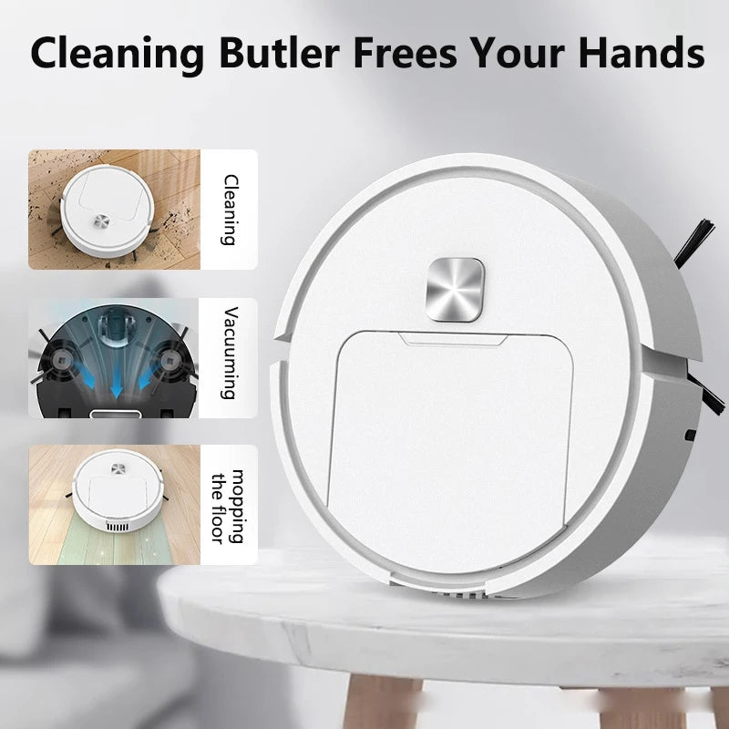 Mini Robot Aspirador Inteligente Silencioso, Máquina de Limpieza Multifunción Tres en Uno, Aspiradora, Trapeador, Cepillo 2025