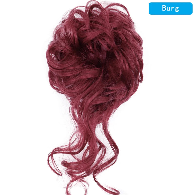 AZQUEEN-extensión de cabello de moño desordenado, banda elástica sintética, moño ondulado rizado, Scrunchies Donut Updo, postizo para mujer