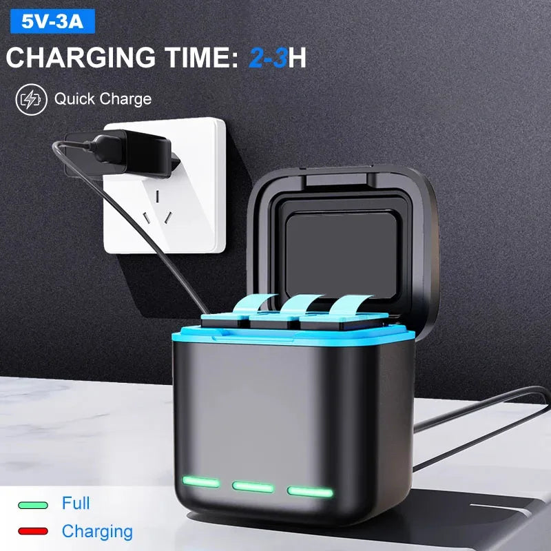 Batería de 2000mAh para GoPro Hero 11 10 9, paquete de batería de iones de litio, almacenamiento de batería de cámara de movimiento para baterías recargables GoPro Hero9
