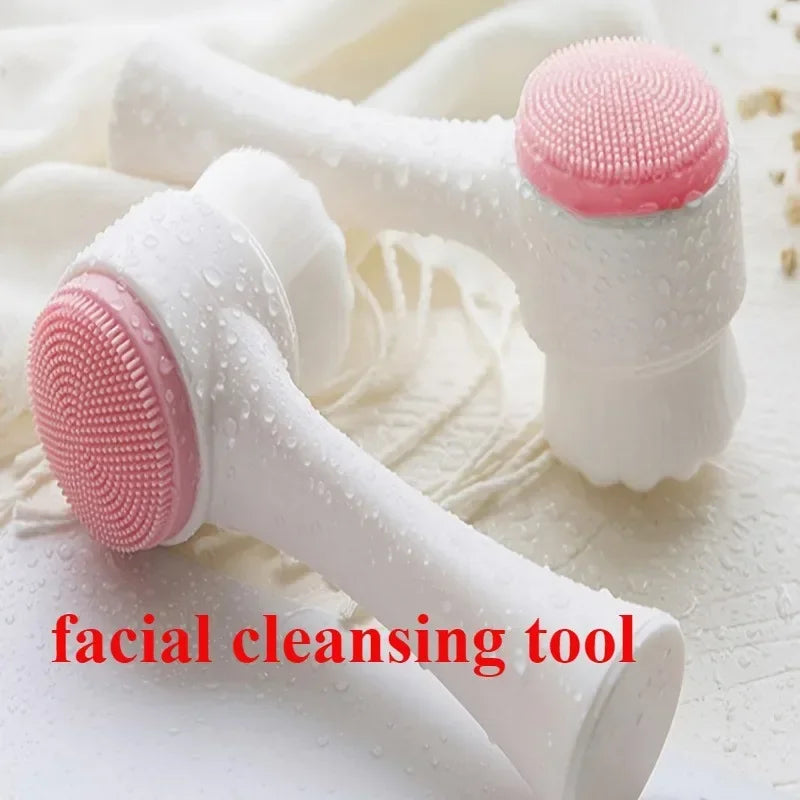1 cepillo de lavado de cara de silicona de doble cara y cerdas suaves, exfoliación facial, cepillo de limpieza profunda de poros
