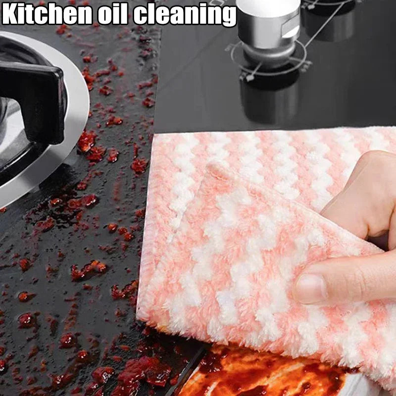 Paño de limpieza de microfibra, paños de cocina gruesos de terciopelo, estropajo muy absorbente, trapos para lavar platos de cocina, toallas de limpieza para el hogar