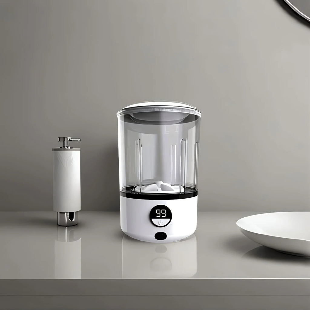 Mini Lavadora Blanca de 2L, 2000 mAh, Totalmente Automática, Portátil, con Turbina LED, Compacta para Ropa de Niños, Ropa Interior, Bragas y Calcetines