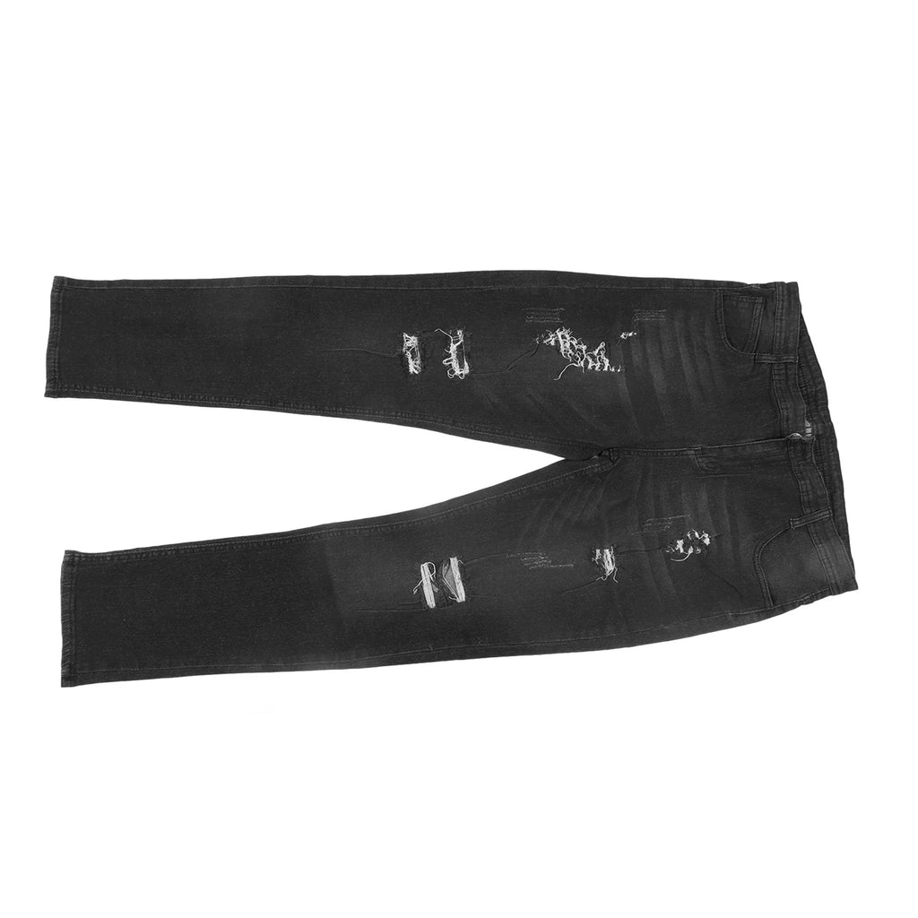 【Venta】Pantalones desgastados para hombre, pantalones ajustados informales con botones y cremallera a la moda con bolsillos para fiesta de viaje