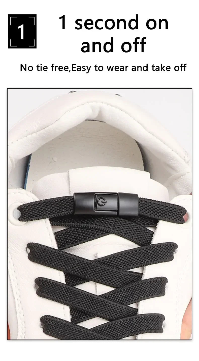Cordones para zapatos sin cordones, cordones con cierre a presión sin corbatas, cordones elásticos, zapatillas para niños y adultos, cordones planos ensanchados de 8MM para zapatos, 2024